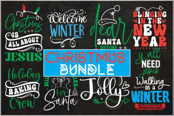 Christmas Bundle Typography Design for Graphics & T-Shirt Designs